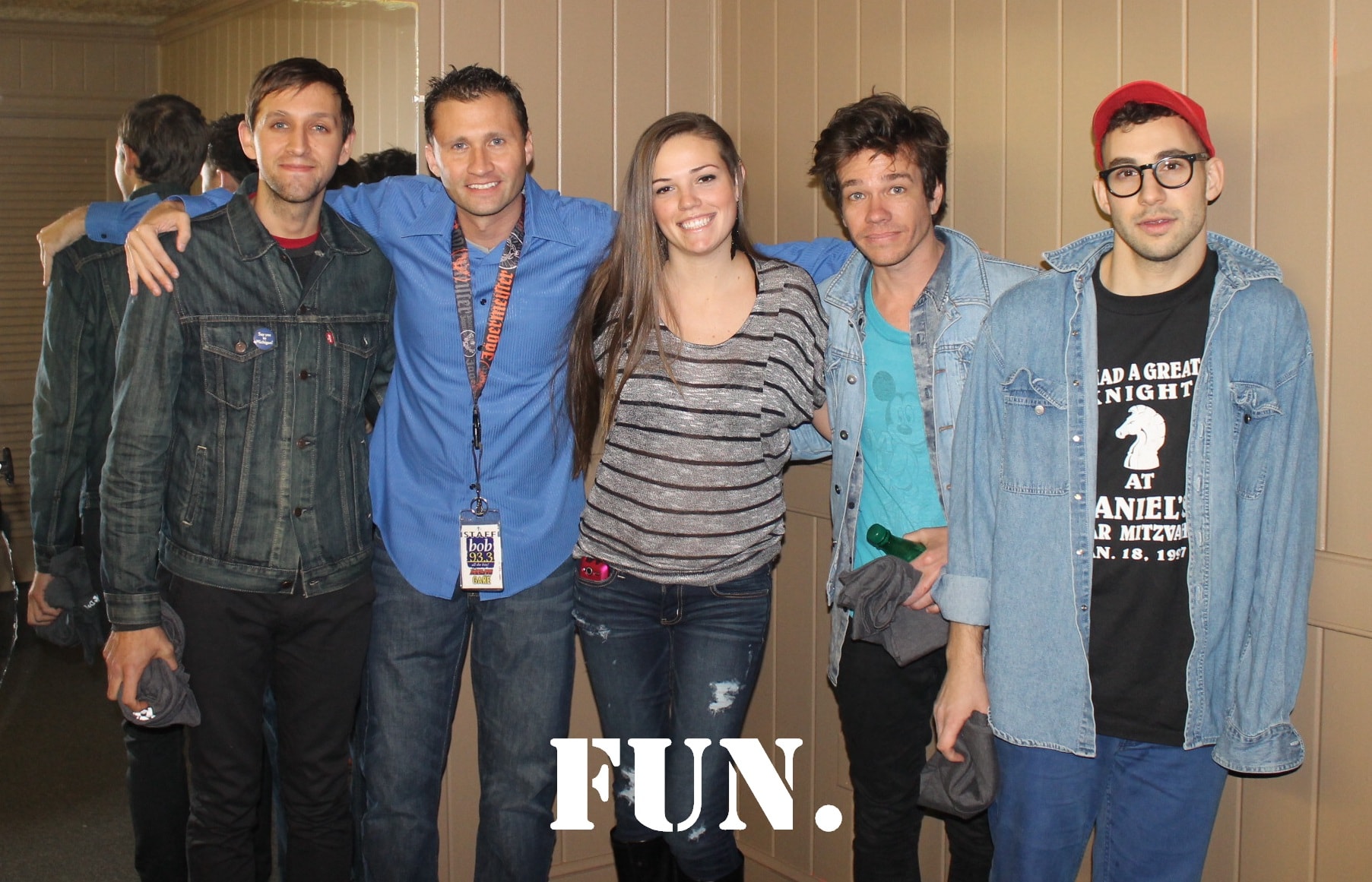 Spyder Stevens and Jordan with fun. band backstage at The Ritz